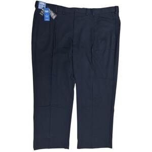 Haggar Pants 50x30 Blue Cool Right Performance Flex Pleated Classic No Wrinkles